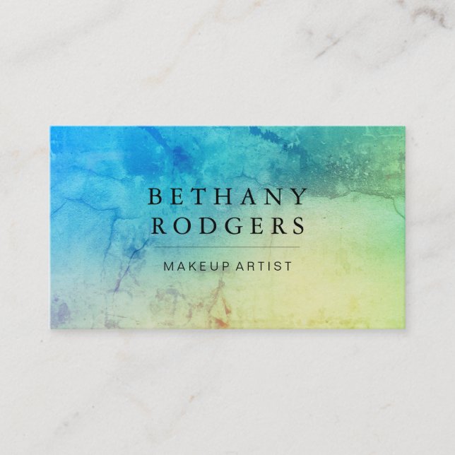 Sophisticated Blue Green Grunge Blend Business Card (Front)