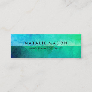 Sophisticated Blue Green Watercolor Mini Business Card