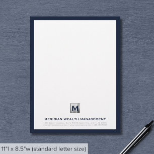 Sophisticated Blue Silver Company Monogram Custom Letterhead