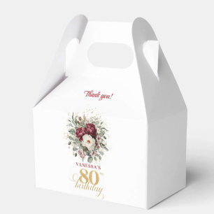 Sophisticated Blush Burgundy 80th Birthday Favour Box