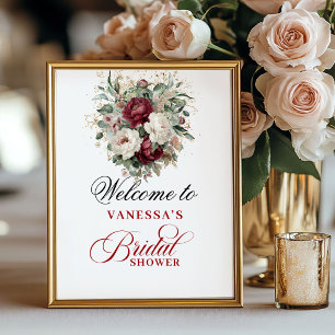 Sophisticated Blush Burgundy Bridal Shower Sign