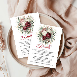 Sophisticated Boho Burgundy Greenery Gold Details Enclosure Card