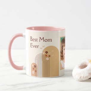 Sophisticated Boho Fine Line Rainbow Best Mum Mug
