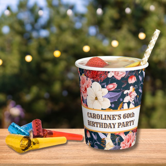 Sophisticated Boho Floral Party Paper Cups (Creator Uploaded)