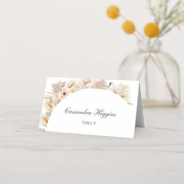 Sophisticated Boho Half Arch Guest Name Seating Place Card (Front)
