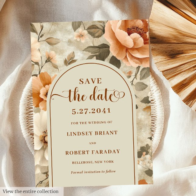 Sophisticated Boho Neutral Beige Sage Save Date Invitation (Sophisticated Boho Neutral Beige Sage Save Date)