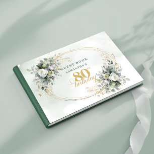 Sophisticated Botanical Gold 80th Birthday Book