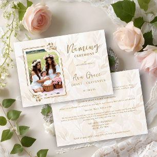 Sophisticated Botanical Gold Frame Photo Invitation
