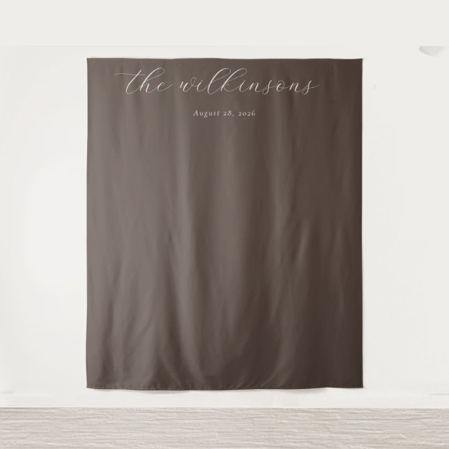 Sophisticated Brown Calligraphy Tapestry (Front)