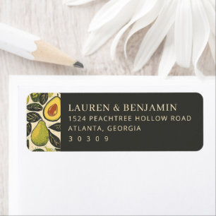 Sophisticated Brown Fruit Illustration Return Address Label