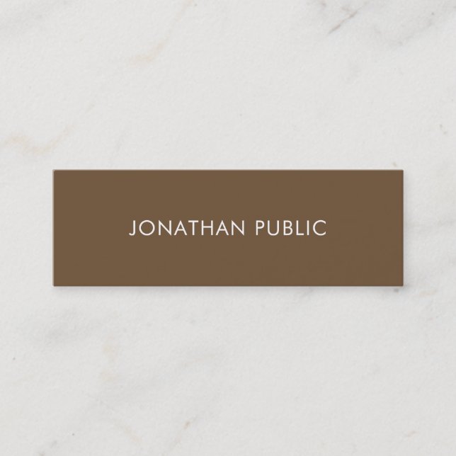 Sophisticated Brown Modern Minimalistic Trendy Mini Business Card (Front)