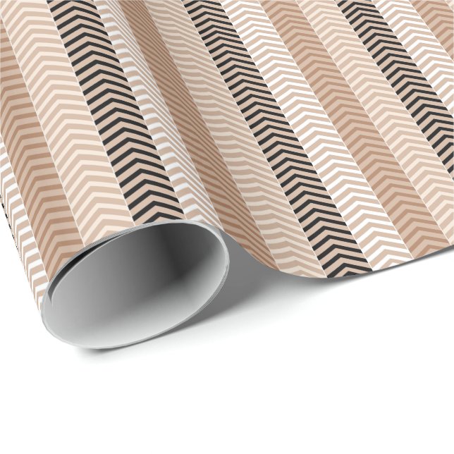 Sophisticated Brown Variegated Chevron Stripes Wrapping Paper (Roll Corner)