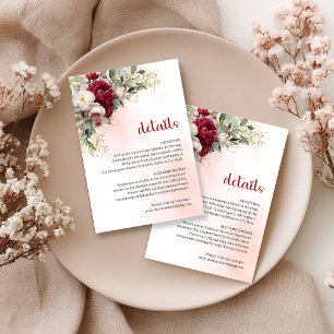 Sophisticated Burgundy White Floral Gold Details Enclosure Card