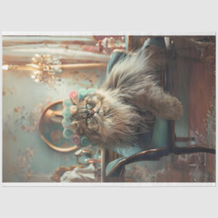 Sophisticated Cat Pink Sage Salon Decoupage  Tissue Paper