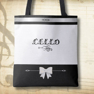 Sophisticated Cello Black and White Music Tote Bag