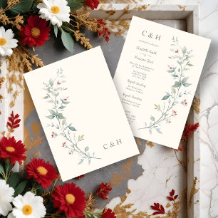 Sophisticated Chic Wildflowers & Green Shades Invitation
