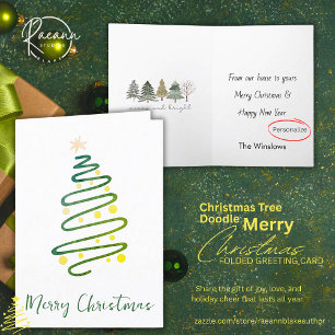 Sophisticated Christmas Tree Doodle Greeting Card