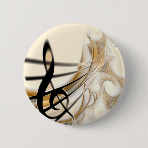 Sophisticated classic music sheet design accessory 6 cm round badge