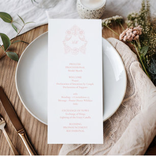 Sophisticated Classic Script Blush Pink Wedding Program