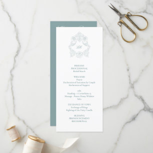 Sophisticated Classic Script Dusty Blue Wedding Program