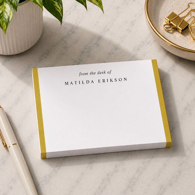 Sophisticated Classy Chic Gold Sticky Post-it Notes (From the desk of stationery sticky notes for coworkers, teachers, solopreneurs, and writers.)