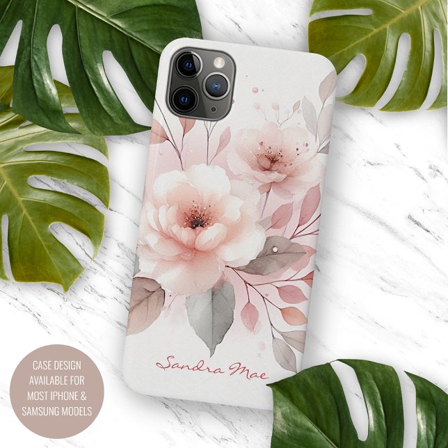 Sophisticated Classy Delicate Watercolor Flowers iPhone Case (Creator Uploaded)