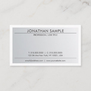 Sophisticated Clean Design Trendy Silver Look Business Card