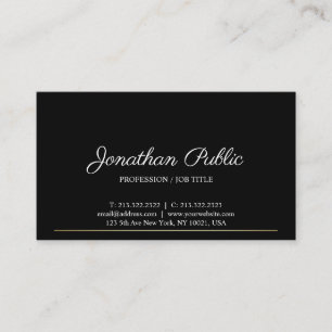 Sophisticated Clean Plain Modern Black Gold Design Business Card