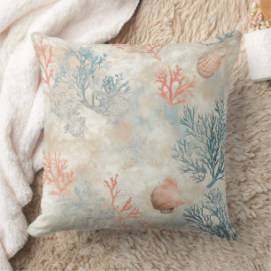 Sophisticated Coral Branches - Soft Seashell Cushion