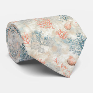 Sophisticated Coral Branches - Soft Seashell Tie
