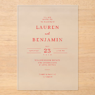 Sophisticated Coral Minimalist Wedding Invitation