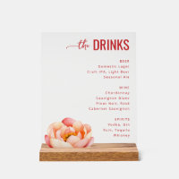 Sophisticated Coral Red Floral Menu Sign