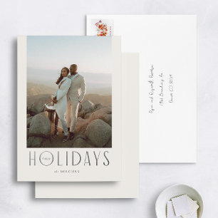 Sophisticated Cream & Silver Happy Holidays Photo Foil Holiday Card