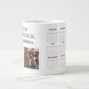 Sophisticated Custom 2025 Calendar Photo Collage  Large Coffee Mug