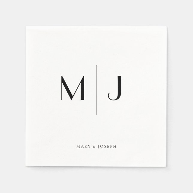 Sophisticated Customisable Couple Initials Names  Napkin (Front)