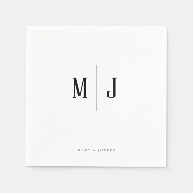 Sophisticated Customisable Couple Initials Names  Napkin (Front)
