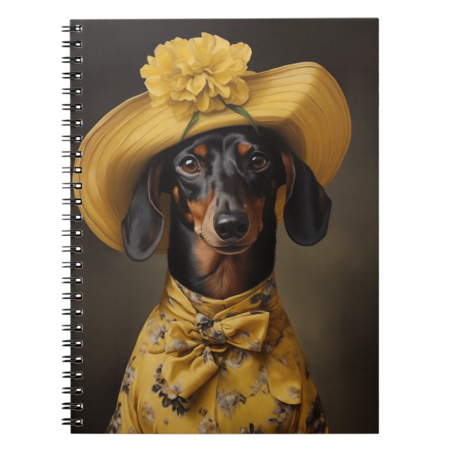 Sophisticated Dachshund in Yellow Notebook (Front)