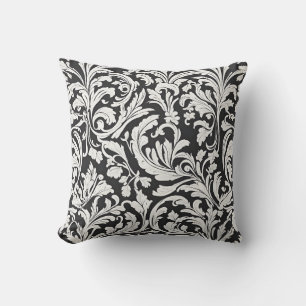 Sophisticated Damask Pattern in White with Vines Cushion