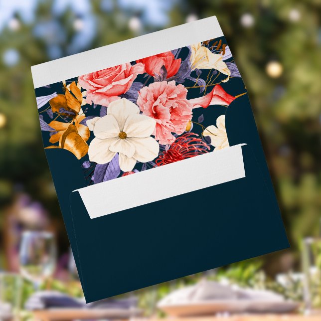 Sophisticated Dark Teal | Floral Interior Envelope (Creator Uploaded)