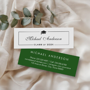 Sophisticated Deep Green Graduation Contact Calling Card
