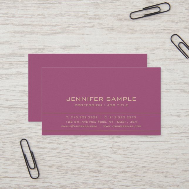 Sophisticated Design Modern Gold Plain Luxury Business Card (Front/Back In Situ)
