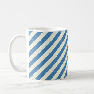 Sophisticated Diagonal Stripes in Steel Blue and B Coffee Mug