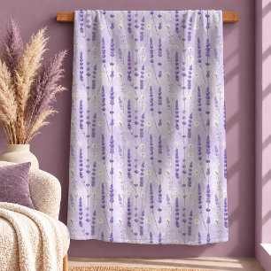 Sophisticated Dreamy White Daisy Lavender Blanket