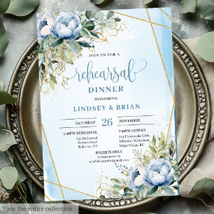 Sophisticated Dusty Blue Eucalyptus Dinner Invites