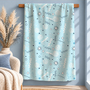 Sophisticated Dusty Blue Memphis Pattern Blanket A