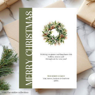 Sophisticated earthy colors Christmas greeting Holiday Card