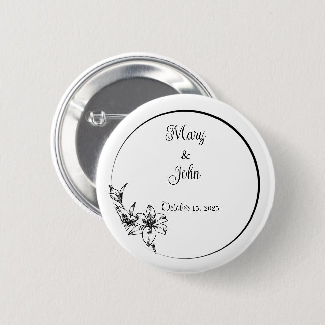 Sophisticated Elegance Wedding Keepsake 6 Cm Round Badge (Front & Back)