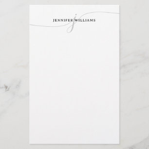 Sophisticated Elegant Black Gray Script Monogram Stationery