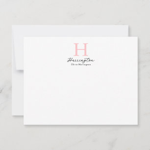 Sophisticated Elegant Blush Pink Monogram Card