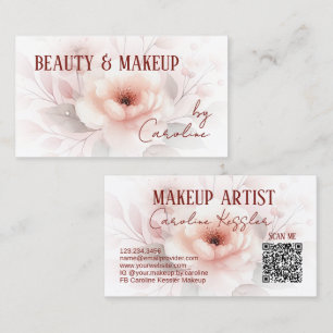 Sophisticated Elegant Blush Pink Red Floral Art Business Card